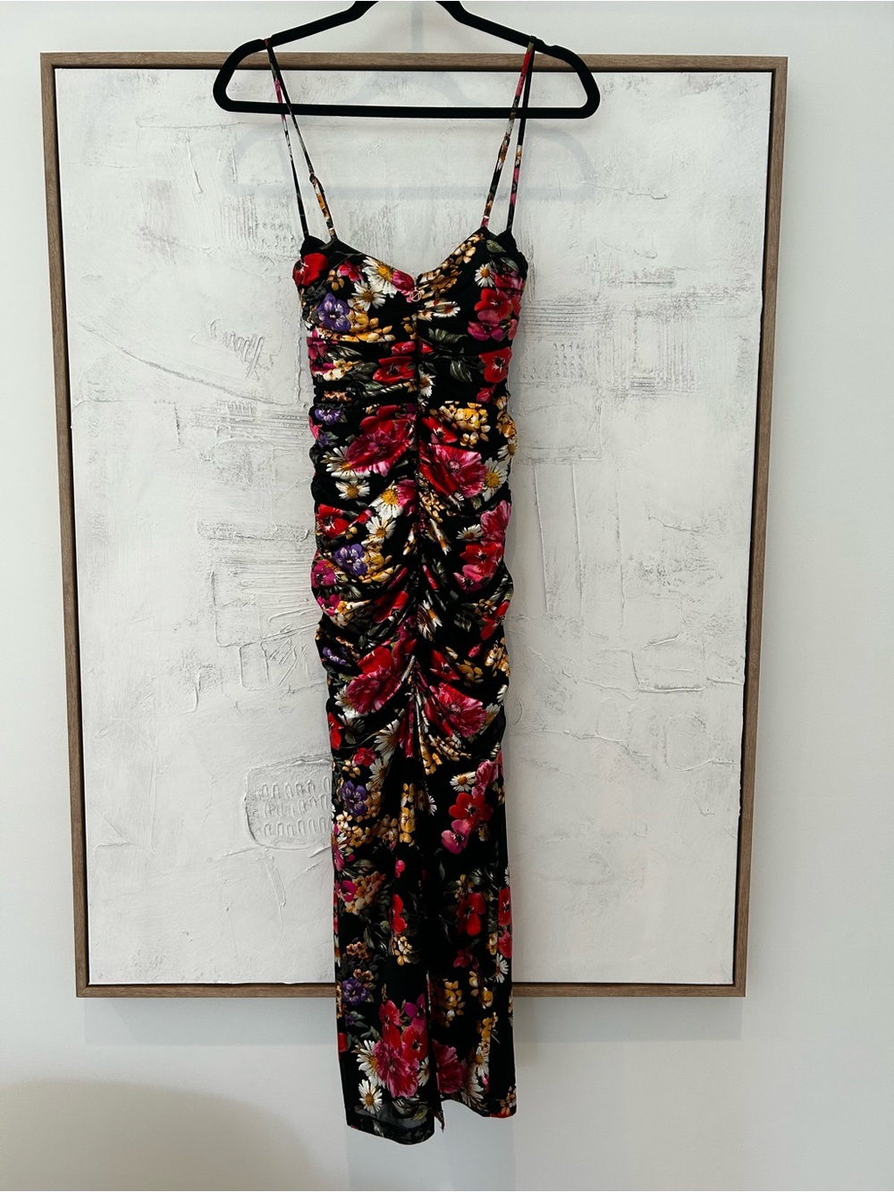 Revolve Electric Midi Dress in Black + Floral - Picture 5 of 7